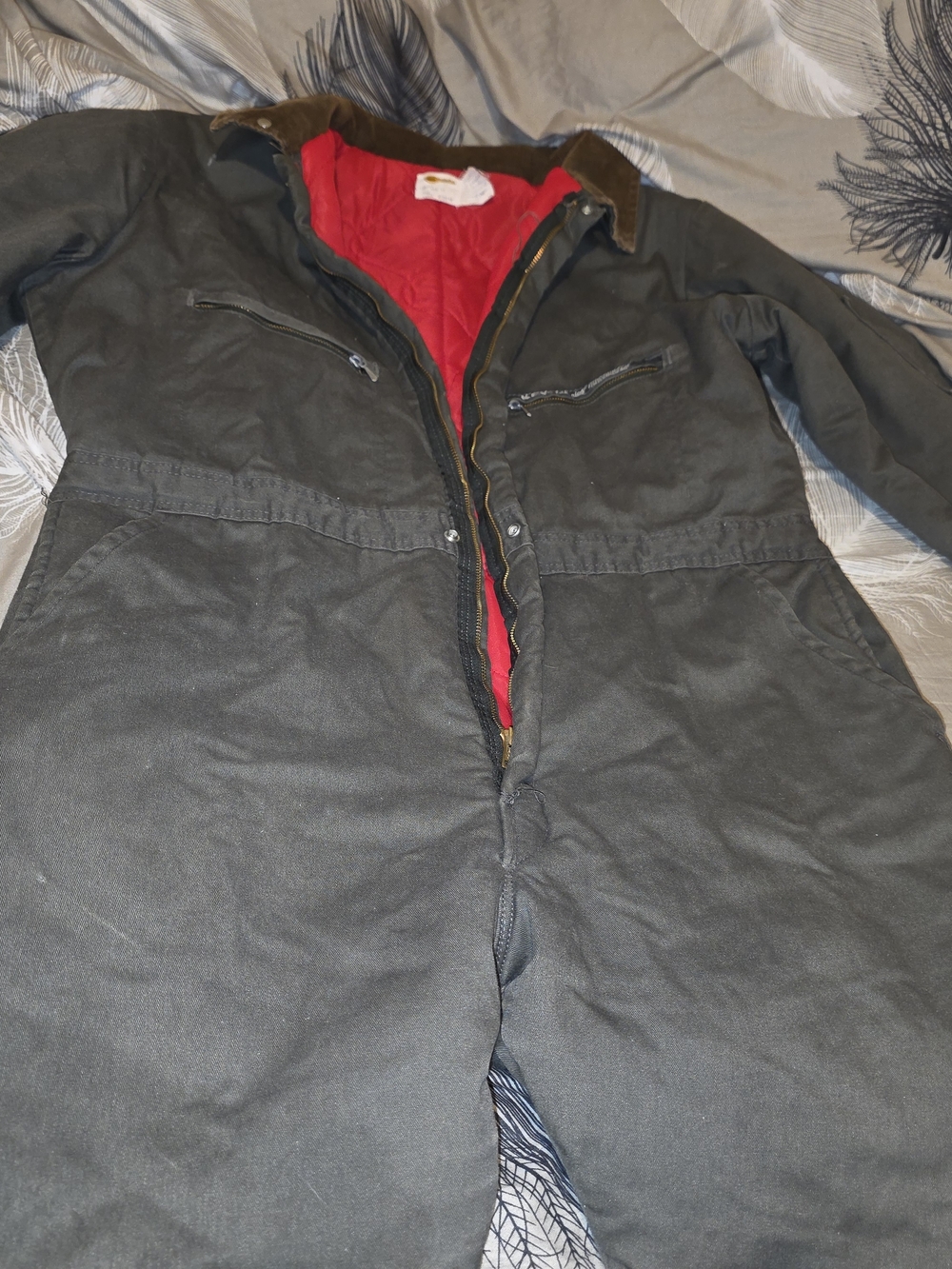 Men's Black Field Jacket with Red Lining